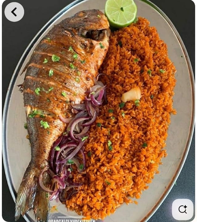 Fish and Shrimp Over Rice.